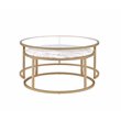 ACME Shanish 2-Piece Round Faux Marble Top Coffee Table Set in Gold and Clear
