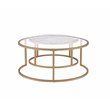 ACME Shanish 2-Piece Round Faux Marble Top Coffee Table Set in Gold and Clear