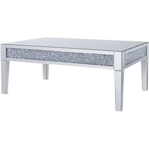 acme noralie coffee table in mirrored and faux diamonds