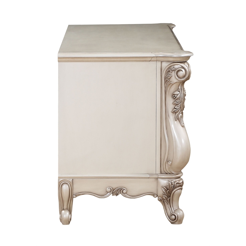 ACME Gorsedd Wooden 4-Door TV Stand with Compartment in Golden Ivory