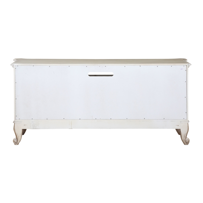 ACME Gorsedd Wooden 4-Door TV Stand with Compartment in Golden Ivory
