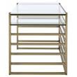 ACME Shona Glass Rectangular Top 1-Shelf Desk in Antique Gold and Clear