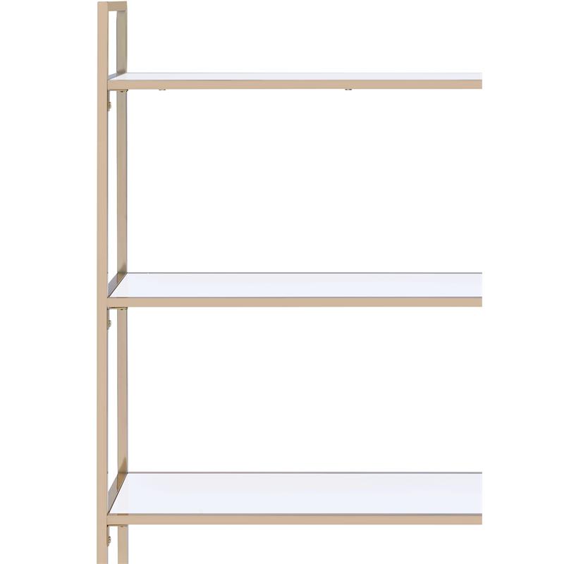ACME Furniture Ottey 4-Shelf Rectangular Wood & Metal Bookshelf in White/Gold