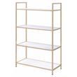 ACME Furniture Ottey 4-Shelf Rectangular Wood & Metal Bookshelf in White/Gold