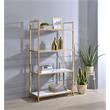 ACME Furniture Ottey 4-Shelf Rectangular Wood & Metal Bookshelf in White/Gold