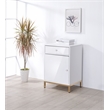 ACME Ottey Engineered Wood 1-Drawer Cabinet in White High Gloss and Gold