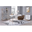 ACME Ottey Engineered Wood 1-Drawer Cabinet in White High Gloss and Gold