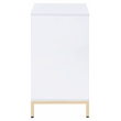 ACME Ottey Engineered Wood 1-Drawer Cabinet in White High Gloss and Gold