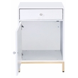 ACME Ottey Engineered Wood 1-Drawer Cabinet in White High Gloss and Gold