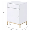 ACME Ottey Engineered Wood 1-Drawer Cabinet in White High Gloss and Gold