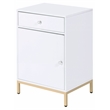 ACME Ottey Engineered Wood 1-Drawer Cabinet in White High Gloss and Gold