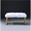 ACME Bagley II Faux Fur Upholstered Bench with Metal Sled Base in White and Gold
