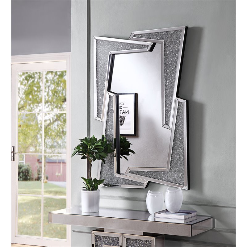 ACME Furniture Noralie Wall Decor in Mirrored and Faux Diamonds