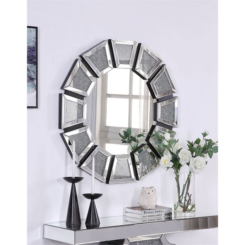 Acme Nowles Wall Decor in Mirrored and Faux Stones