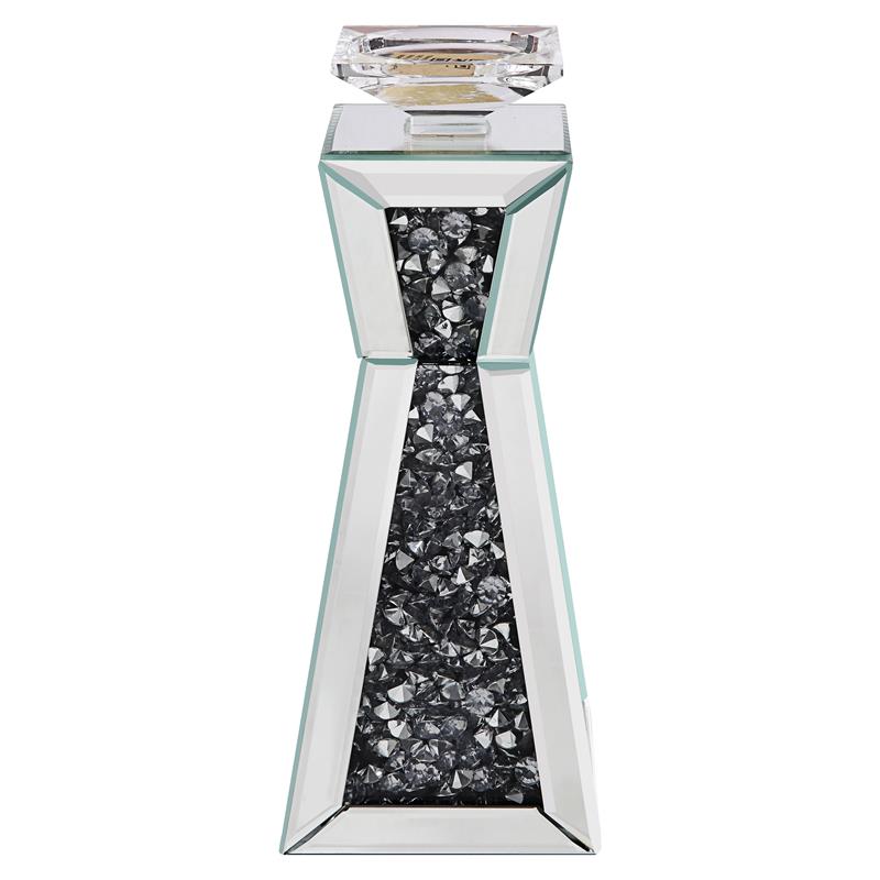 ACME Noralie Glass Accent Candleholder in Mirrored and Faux Diamonds (Set of 2)
