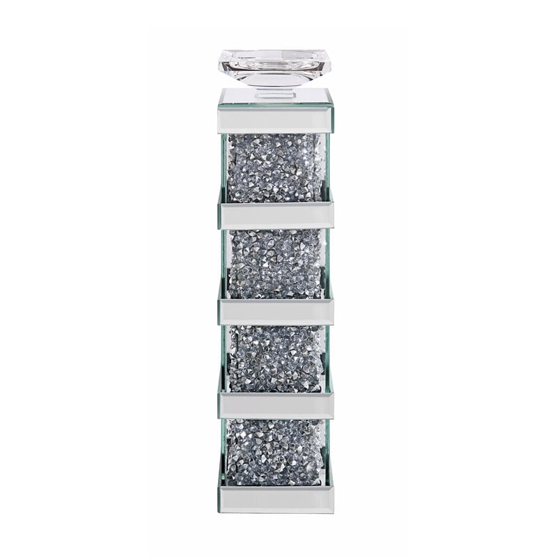 Acme Noralie Accent Candleholder in Mirrored and Faux Diamonds