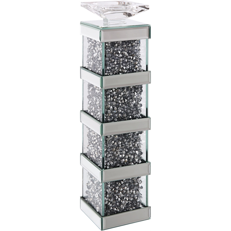 Acme Noralie Accent Candleholder in Mirrored and Faux Diamonds