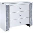 ACME Noralie 3-Drawer Console Table in Mirrored and Faux Diamonds