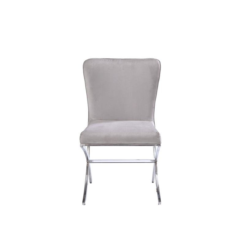 Acme Daire Side Chair Set of 2 in PU and Chrome