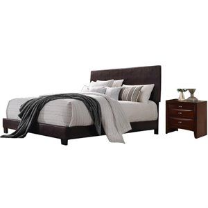 ireland 2 piece bedroom set with twin panel bed and nightstand in espresso