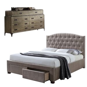 2 piece bedroom set with queen storage panel bed and 8 drawer dresser