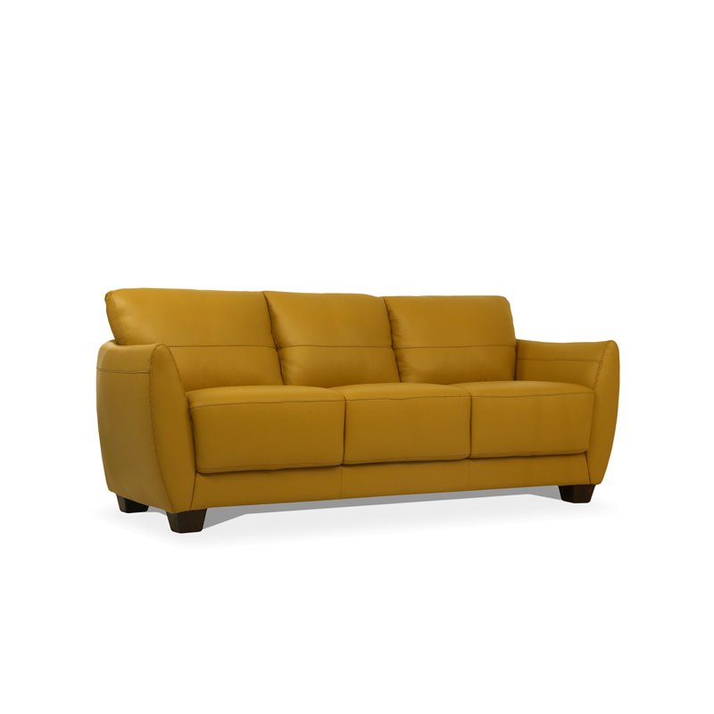 ACME Valeria Leather Sofa in Mustard Cymax Business