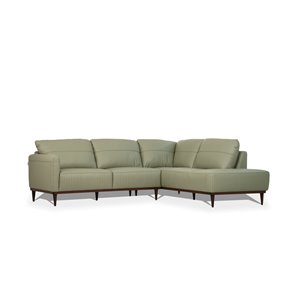 acme tampa right facing leather sectional in airy green