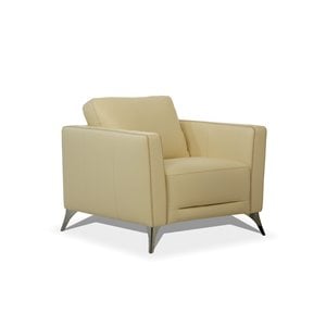ACME Malaga Leather Accent Chair in Cream