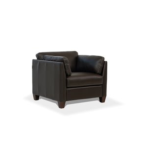 acme matias leather accent chair in chocolate