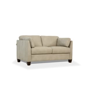 ACME Matias Leather Loveseat in Dusty White