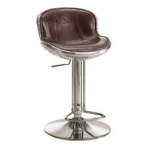 acme brancaster swivel adjustable bar stool in vintage brown top grain leather
