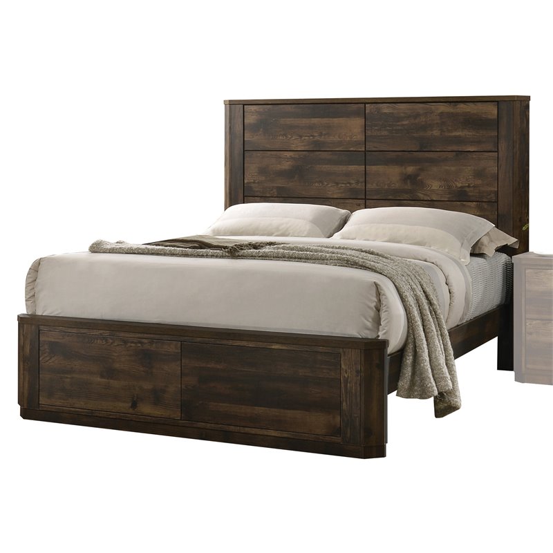 ACME Elettra King Panel Bed in Antique Walnut
