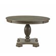 ACME Waylon Round Wooden Top Dining Table with Single Pedestal in Gray Oak