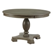 ACME Waylon Round Wooden Top Dining Table with Single Pedestal in Gray Oak