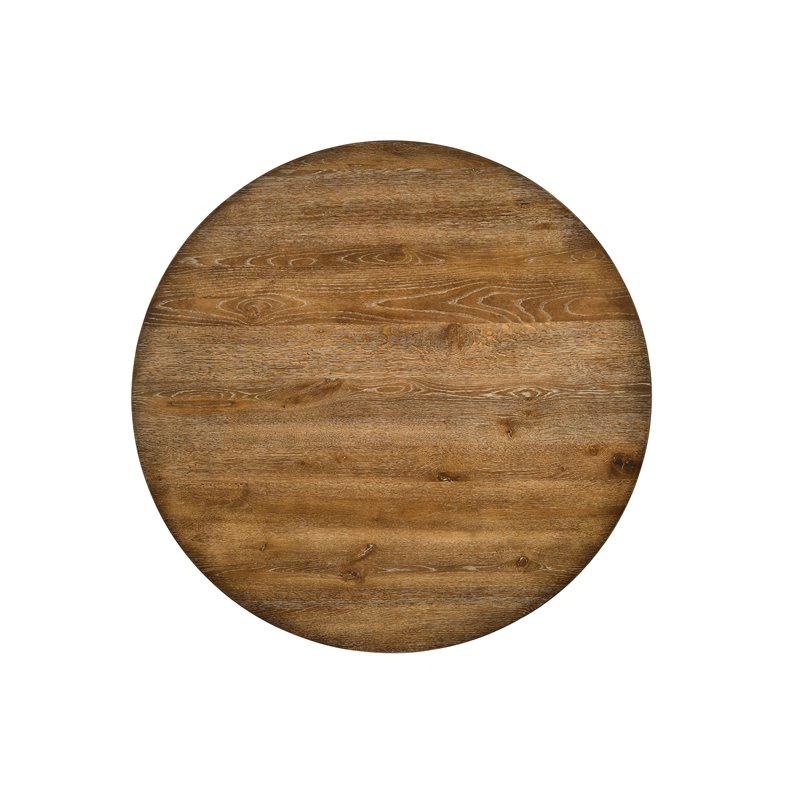 ACME Wallace II Round Wooden Dining Table in Weathered Oak