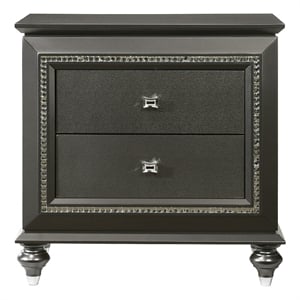 ACME Kaitlyn Wooden 2-Drawer Nightstand in Metallic Gray