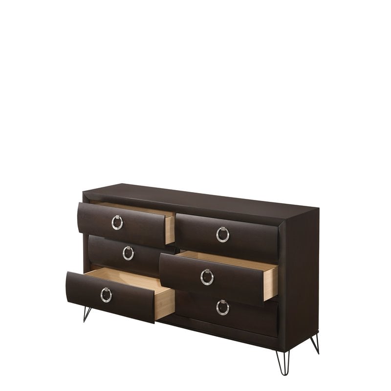 ACME Tablita 6-Drawer Wooden Dresser in Dark Merlot