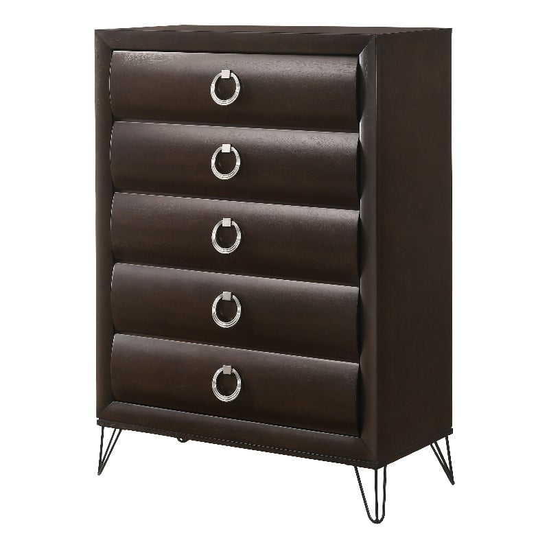 ACME Tablita 5-Drawer Wooden Chest in Dark Merlot