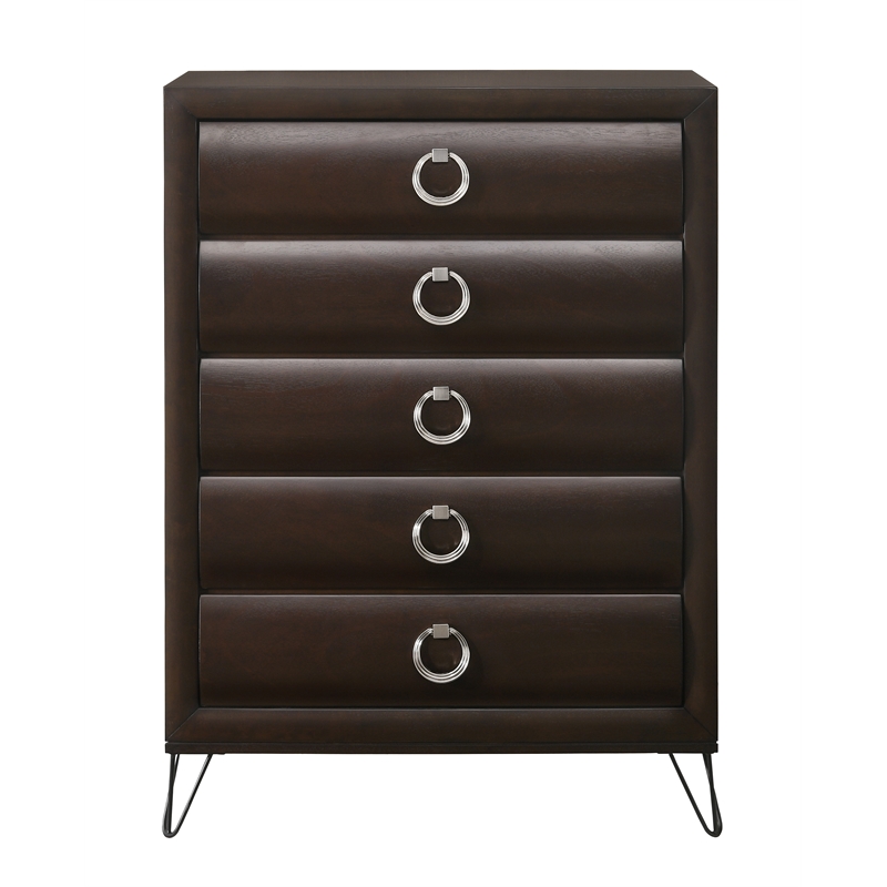 ACME Tablita 5-Drawer Wooden Chest in Dark Merlot