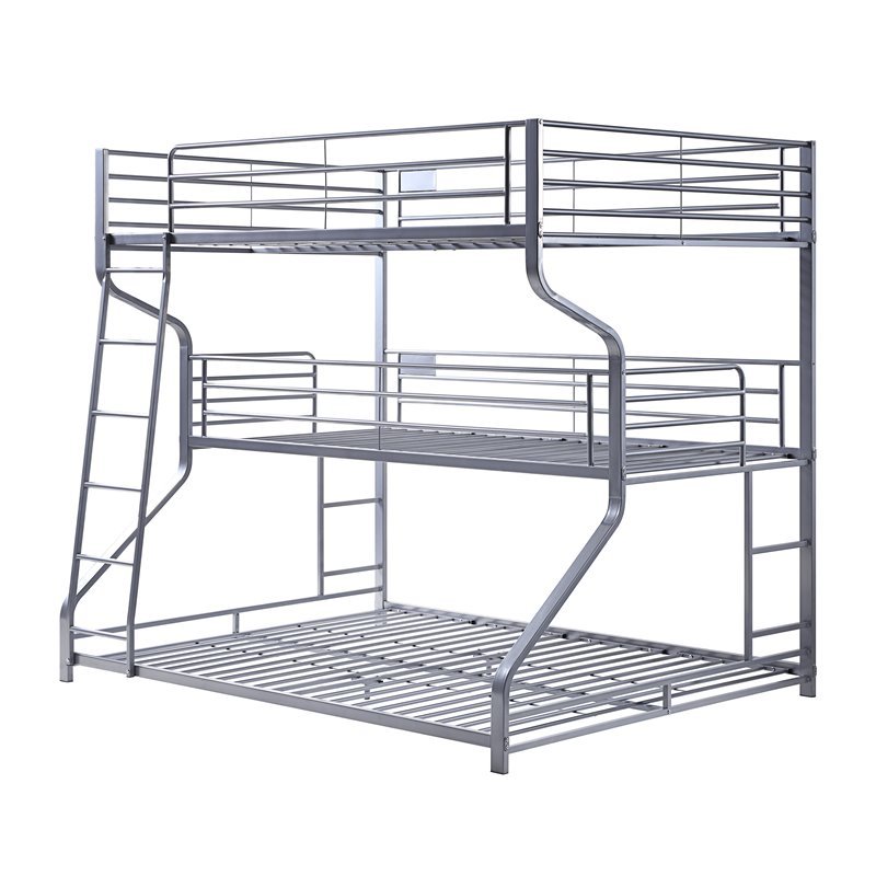 ACME Caius II Metal Frame Triple Bunk Bed in Silver