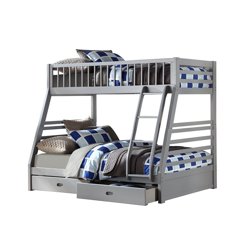 ACME Jason Twin over Full Bunk Bed with 2 Drawers in Gray