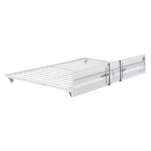 ACME Cargo Metal Cargo Container Style Twin Trundle with Casters in White
