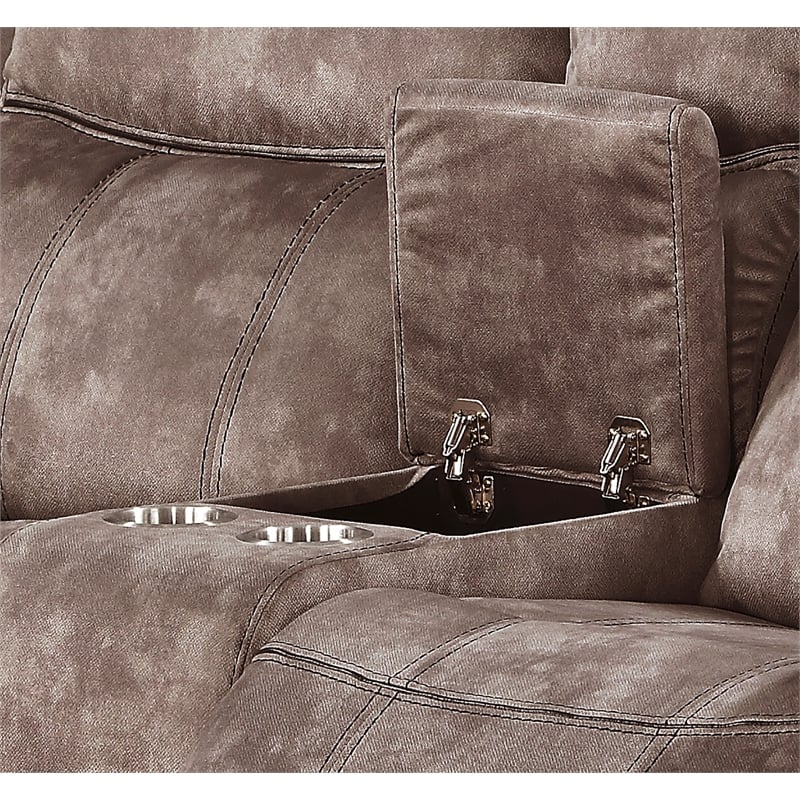 ACME Zubaida Reclining Loveseat with USB Dock and Console in Chocolate Velvet