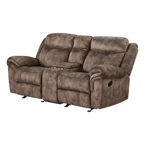ACME Zubaida Reclining Loveseat with USB Dock and Console in Chocolate Velvet
