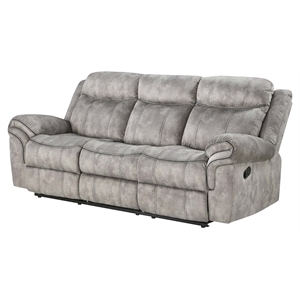 ACME Zubaida Velvet Reclining Sofa with USB Dock in 2-Tone Gray