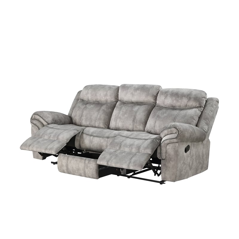 ACME Zubaida Velvet Reclining Sofa with USB Dock in 2-Tone Gray