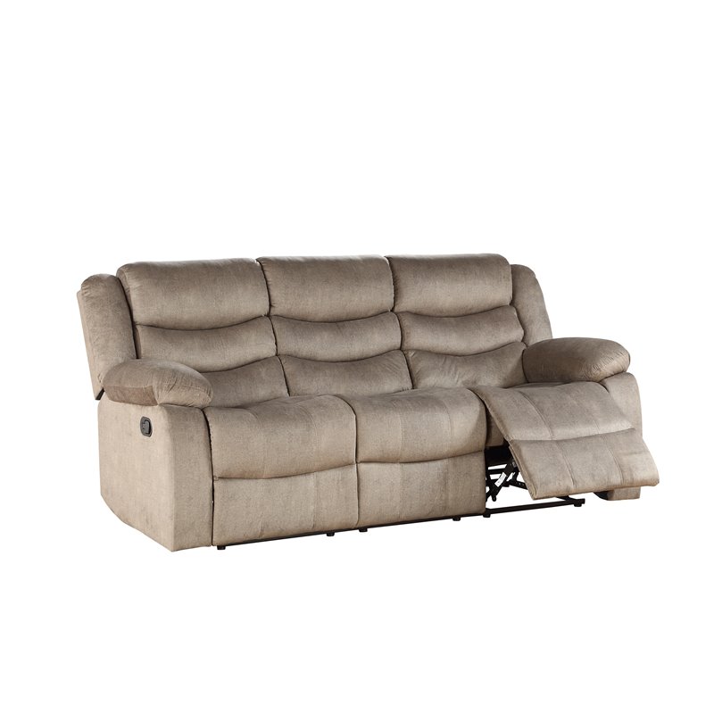 Acme Angelina Reclining Sofa In Light Brown Fabric 55040