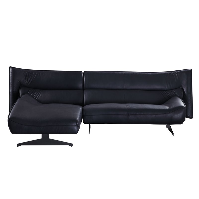 ACME Maeko Top Grain Leather Upholstered Armless Sectional Sofa in Dark Gray