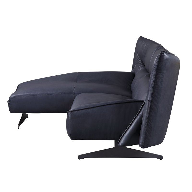 ACME Maeko Top Grain Leather Upholstered Armless Sectional Sofa in Dark Gray