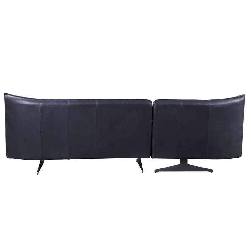 ACME Maeko Top Grain Leather Upholstered Armless Sectional Sofa in Dark Gray